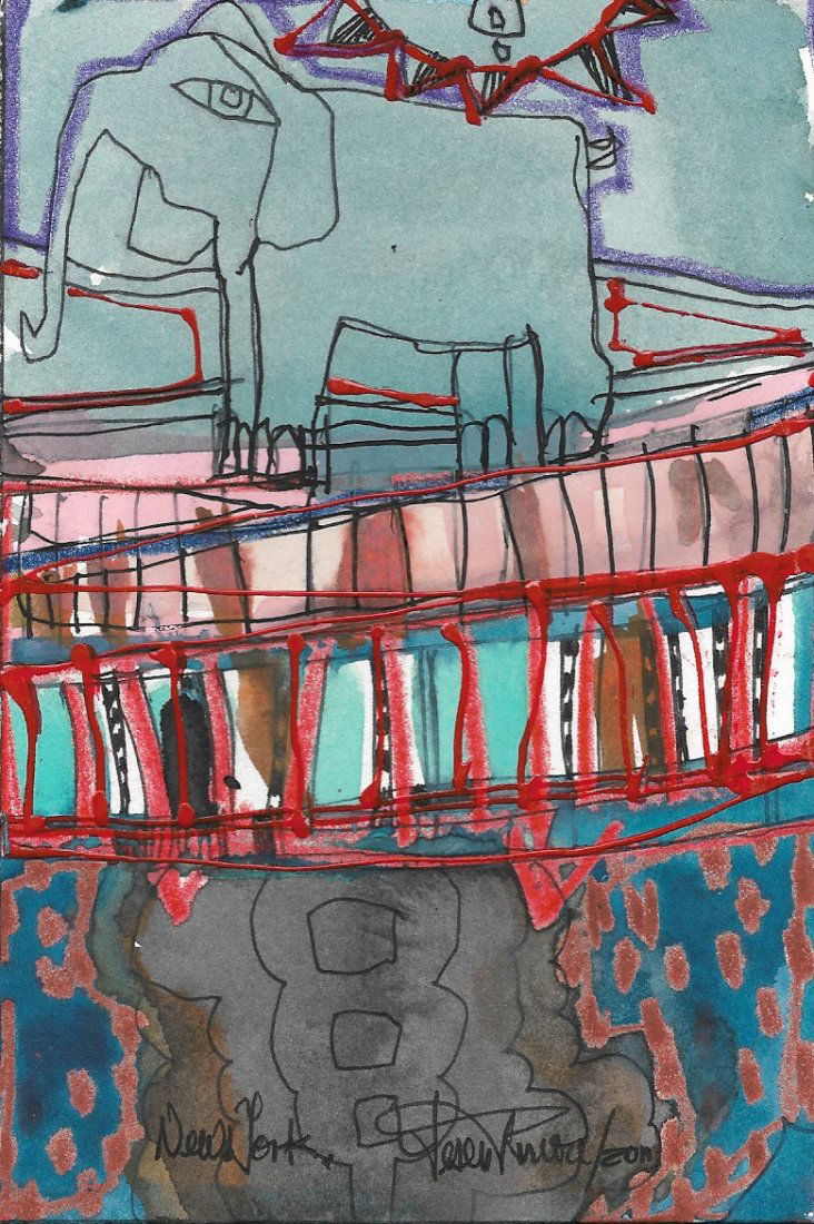 Original J Rivera Modern New York Painting 2011 Signed (1 of 2)