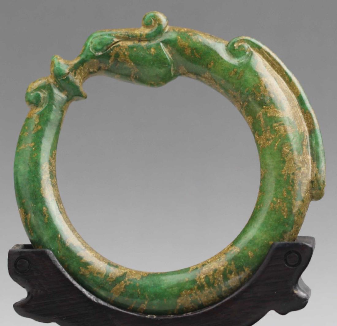 Old Chinese Natural Jade Hand Carved Bangle Bracelet (1 of 2)