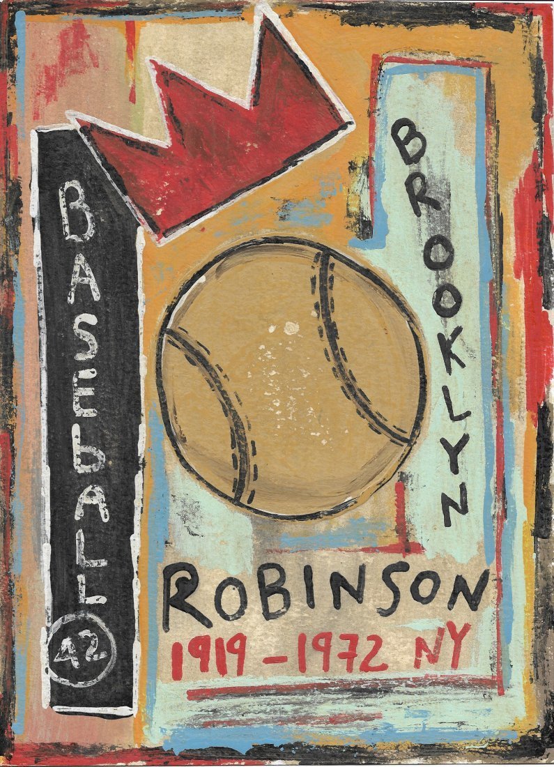 Original Hand Painting Baseball Robinson Signed (1 of 2)
