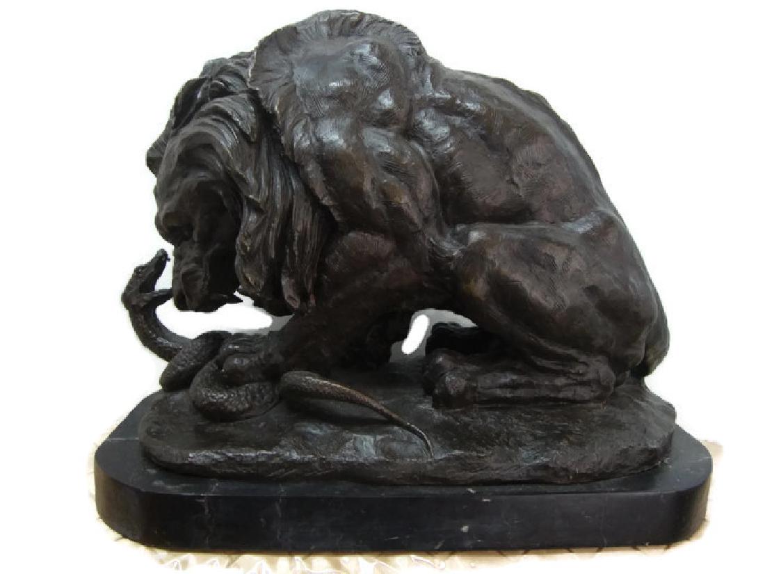 Large Bronze Lion Statue 114 lbs Signed (1 of 1)