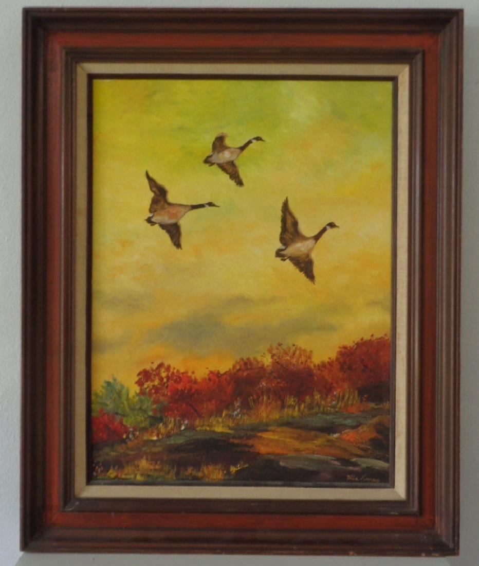 Original Hand Oil Painting Signed Docks Flying (1 of 4)