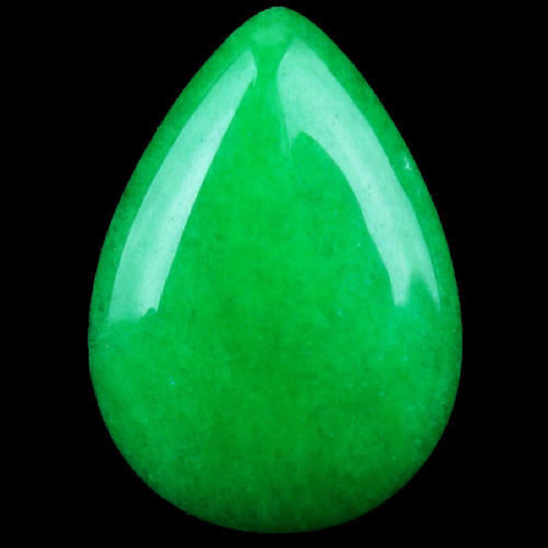 Natural Green Carved Jade Seal Teardrop Cabochon (1 of 1)
