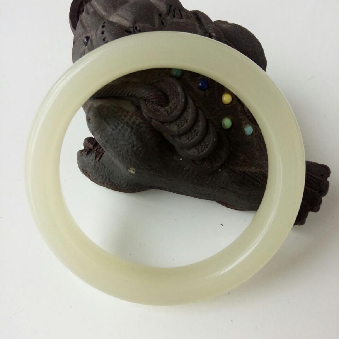 Antique Chinese Celadon Hetian Jade Bangle (1 of 2)