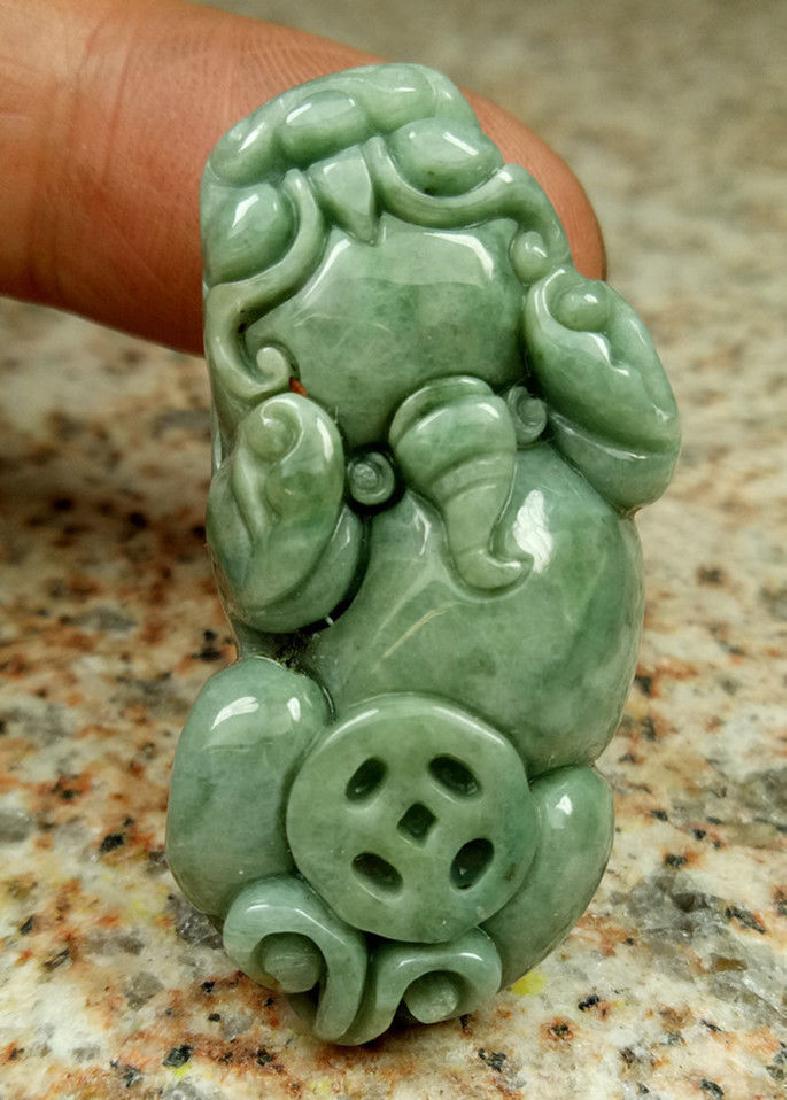 Certified Green Natural Grade A Jade jadeite Carved Pi (1 of 4)