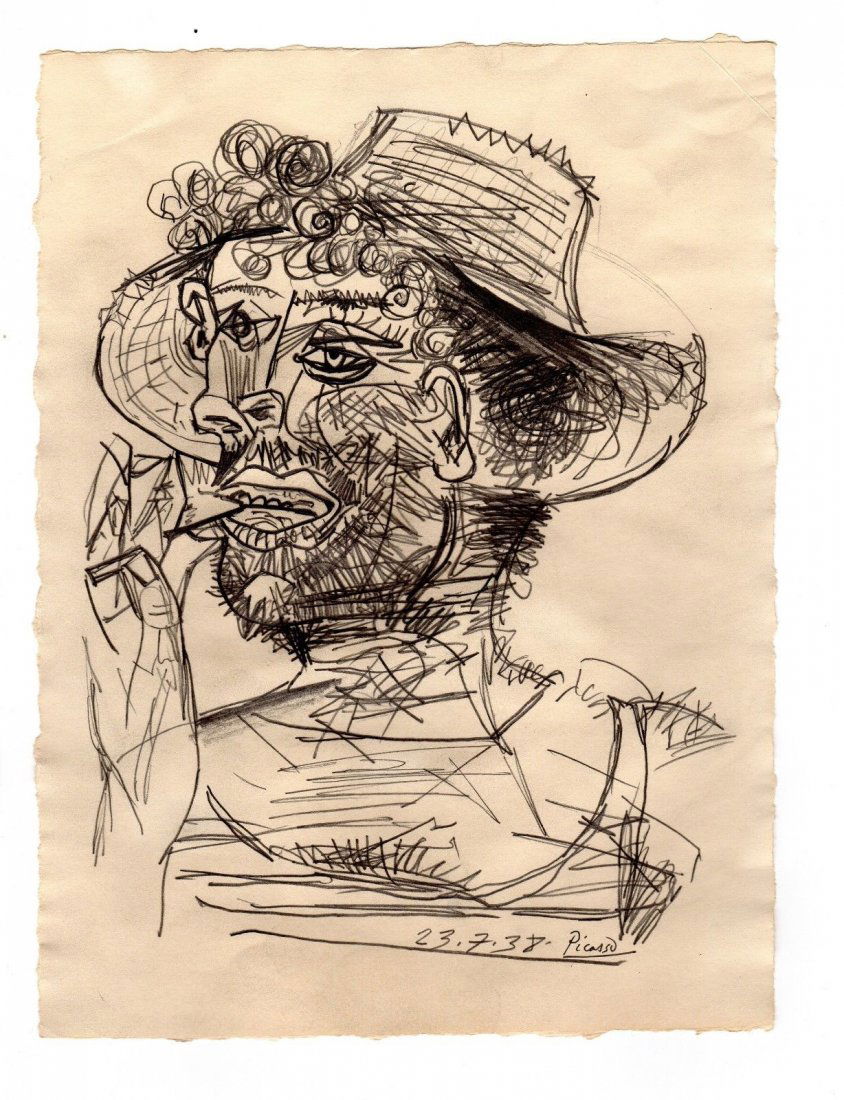 Pablo Picasso Avant-Garde Cubist Signed Painting Drawin (1 of 3)