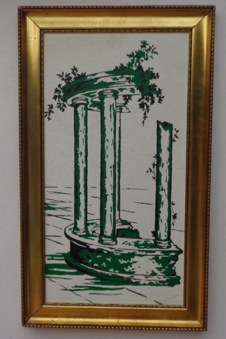 Vintage Original Signed Oil Painting-Lemon Gold Frame: "Italy" Vintage Original Signed Oil Painting on Lemon Gold Frame . This painting comes iwith original gold lemon wood frame. Painting Size: 15 3/4 x 29" 3/4- Frame Size:20"1/4 x 34", Signed in front.T