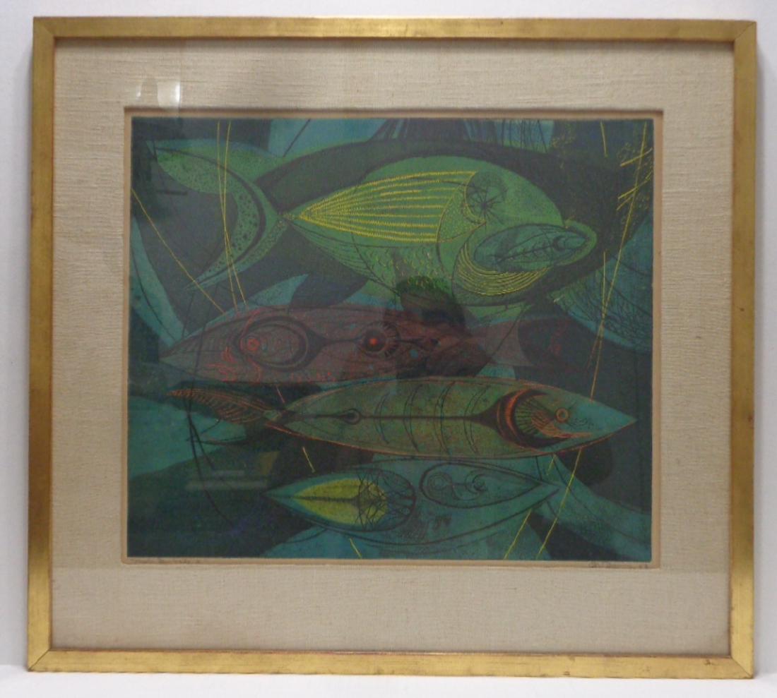 Original 1952 Danny Pierce "Fish in Nets 2" Etching and (1 of 5)