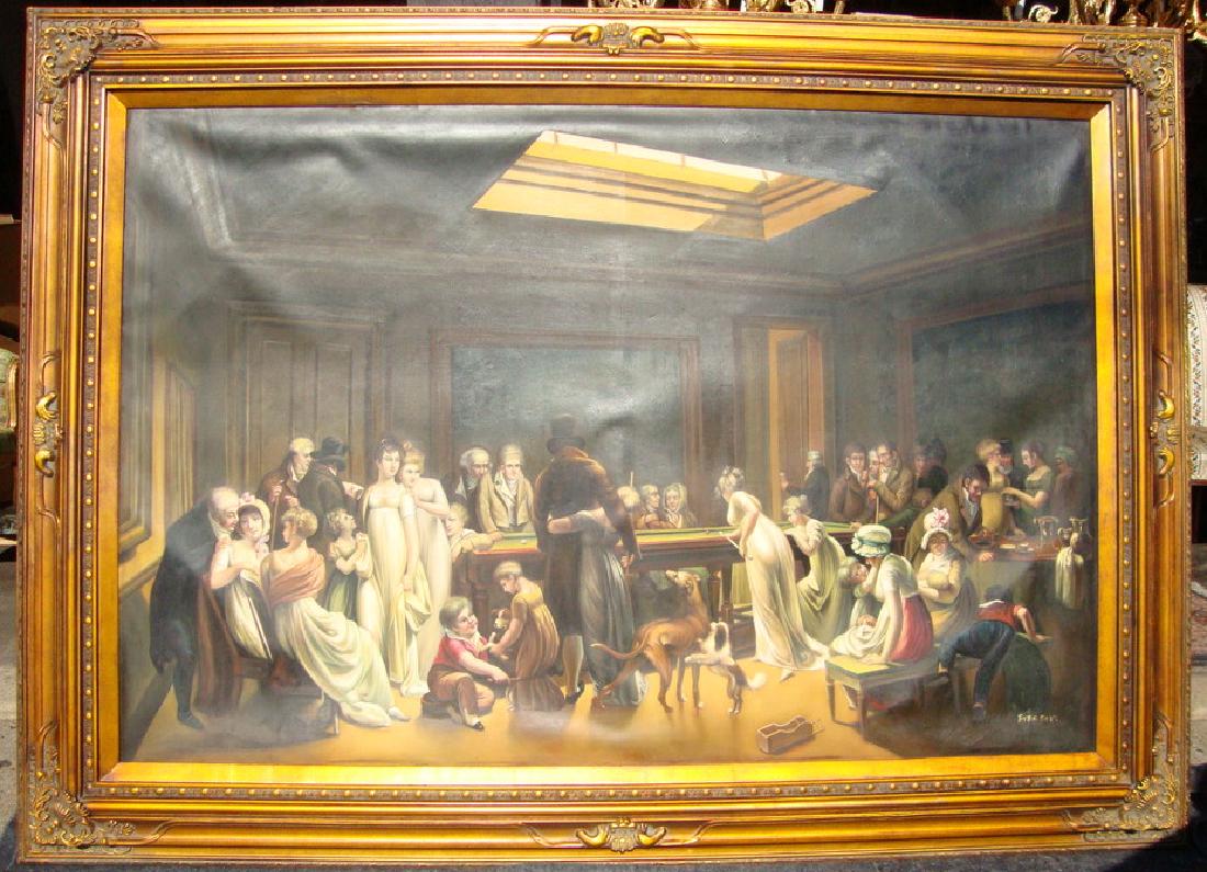Large Oil Painting on Canvas Billiards Ladies (1 of 8)