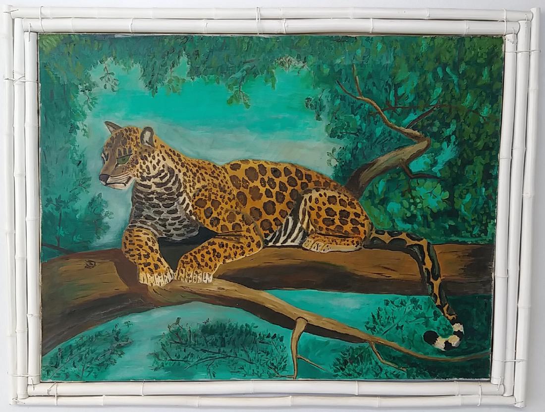 Antique Oil Painting Signed - Crafted Bamboo Frame. (1 of 8)