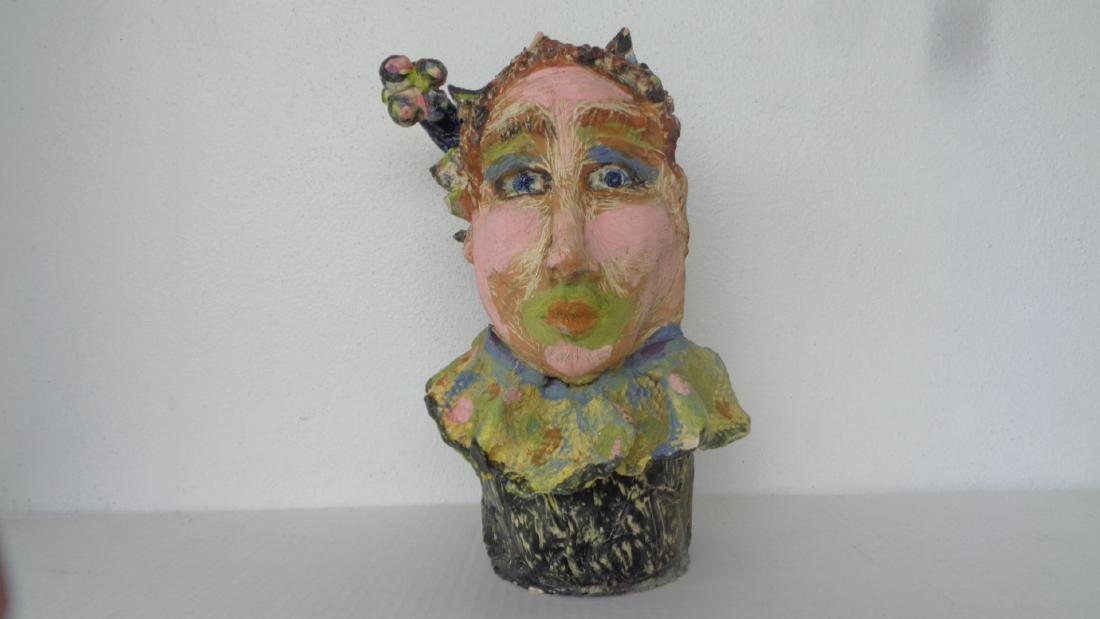 Lois B Herrick Whimsical ceramic 3D sculpture ( Clown ) (1 of 8)