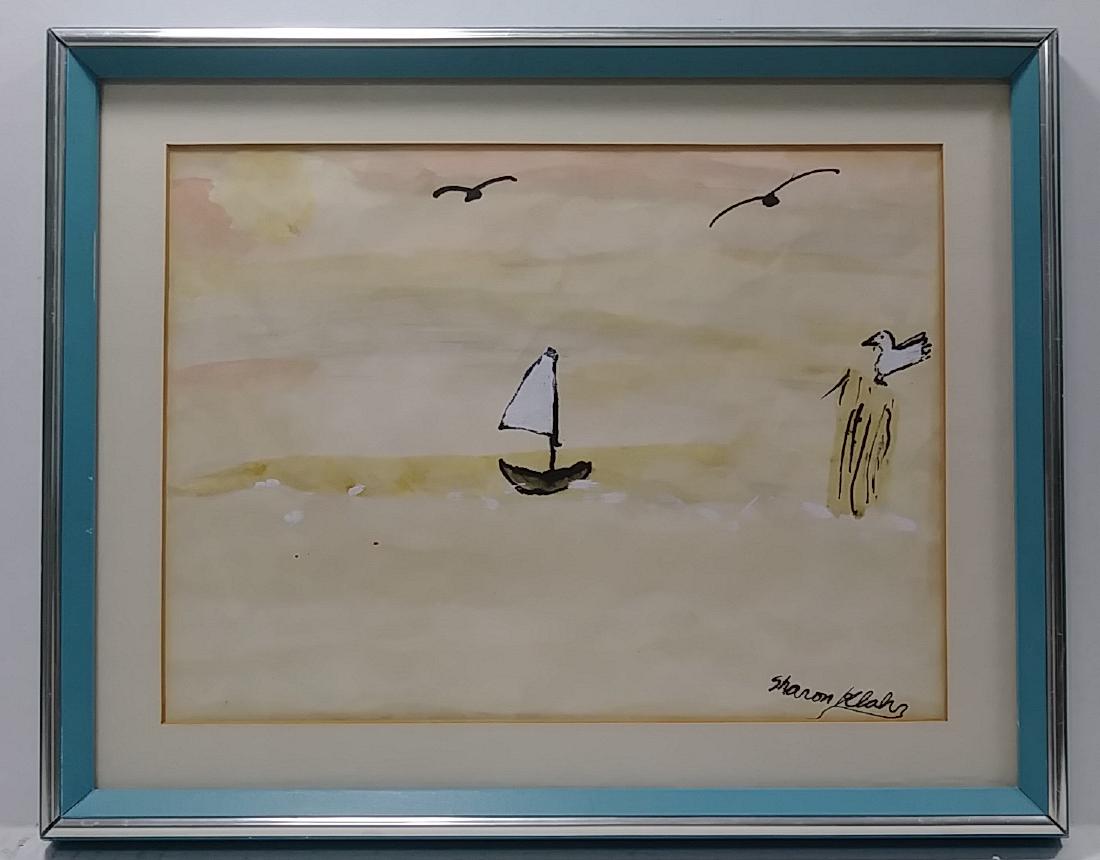 Original Signed Hand Painted Sailboat Seascape (1 of 4)