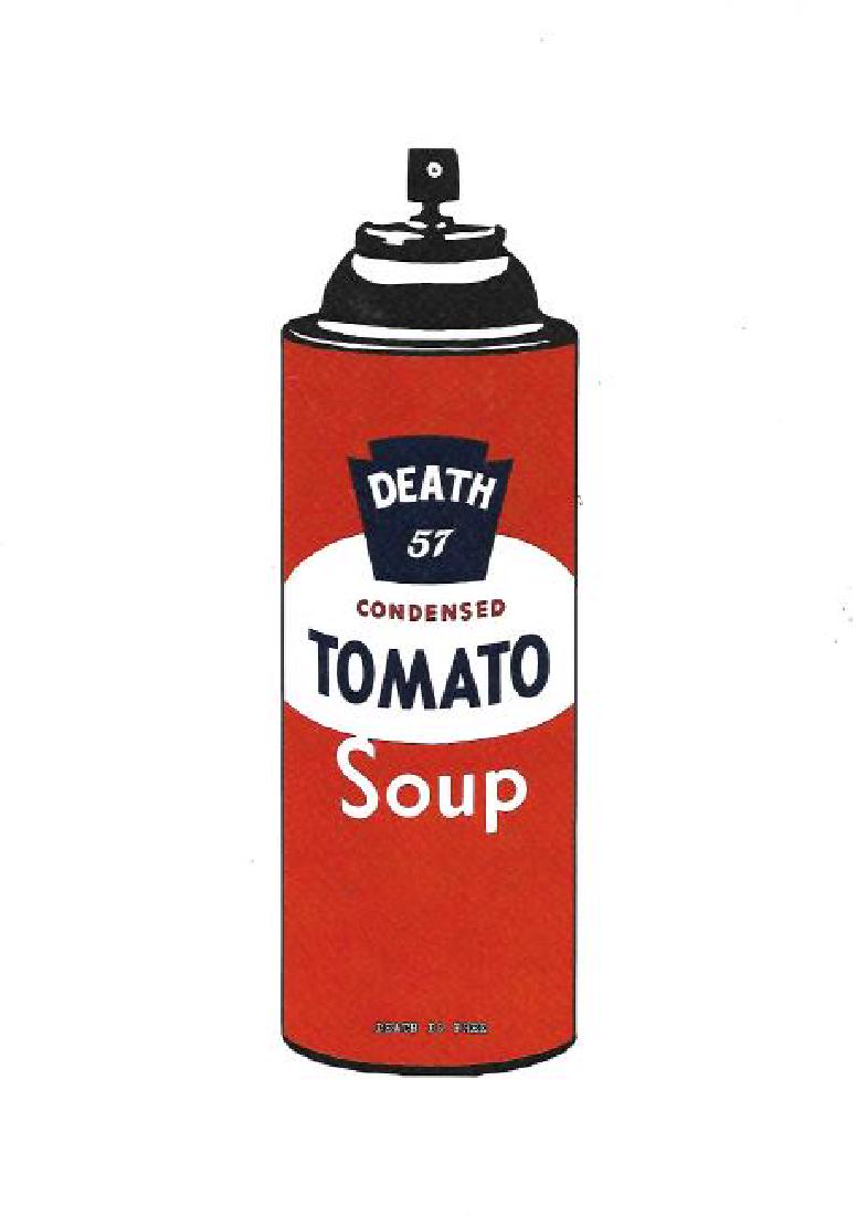 Death NYC Pop Art Lithograph W/COA - TOMATO SOUP: Death NYC Pop Art Lithograph W/Certificated of Authenticity. Extra Tick Paper Size: 8 1/4 x 11 3/4 Inches. Excellent Condition
