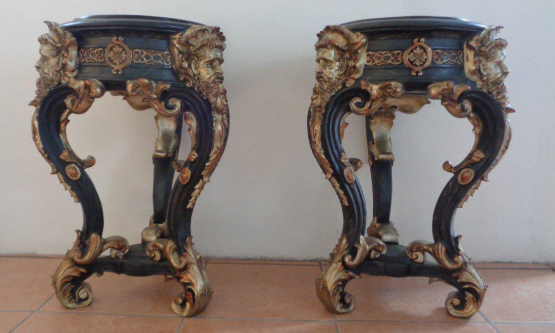 Pair of Black Marble Top Table Pedestal: Pair of Black Marble Top Table Pedestal Beautiful Piece. Measurements are Approx:Wide:17" - Height: 30" - Top:13" - Weight Approx: 50.lbs 2 Pieces. These pedestal are for pick up only at our warehouse
