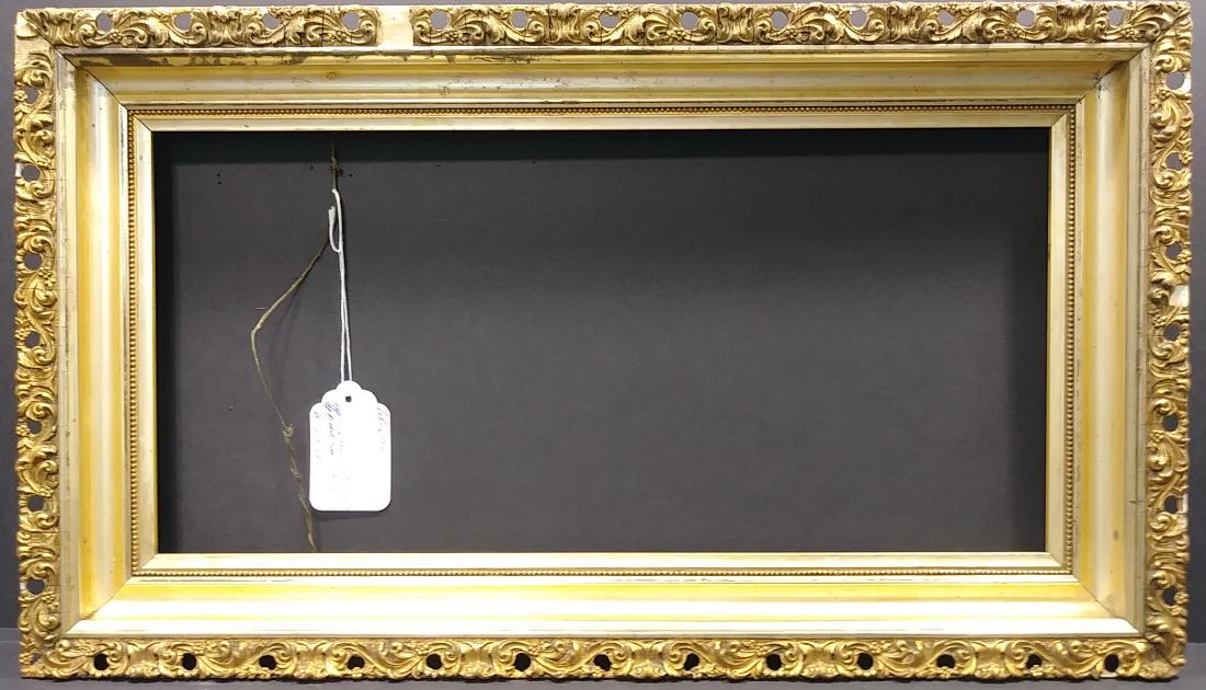 C 1830's Lemon Gilded American Hudson River PicturFrame: C 1830's Lemon Gilded American Hudson River Picture Frame.. Aprox: 22 1/2 x 13 x 2 1/2 Inches deep. Rabbet is 9 1/4 x 19 Inches. Frame is 2 1/2 inches in width all around - Very elegant and rare desig