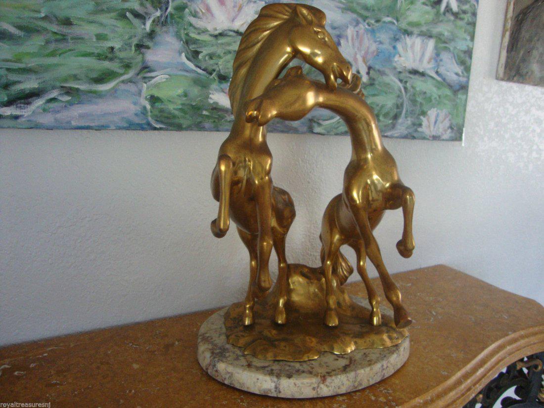 Midcentury Large Pair Lover Horses Bronze Statue - .20" (1 of 1)