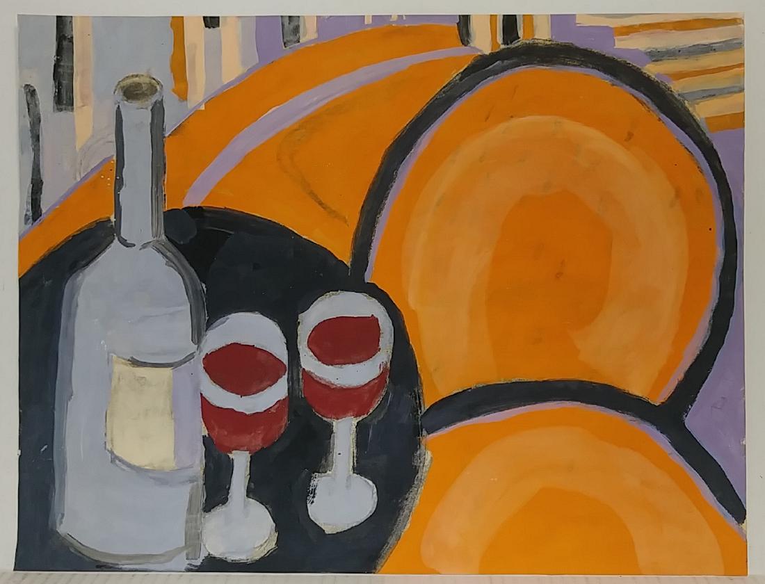 1968 W. Weinscott Guache Watercolor Painting: 1968 W. Weinscott Guache Watercolor Painting. Approx Size: 19 1/2 x 15 Inches. Good Condition. See Phoos