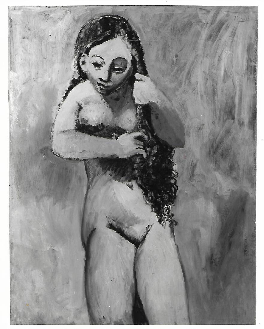 1982 Photo Pablo Picasso painting at Kimbell Art: 1982 Photo Pablo Picasso painting at Kimbell Art Museum in Fort Worth, Texas . Size: 8 x 10 in. Note: Please study the images carefully to determine the condition of this vintage photograph, as it may