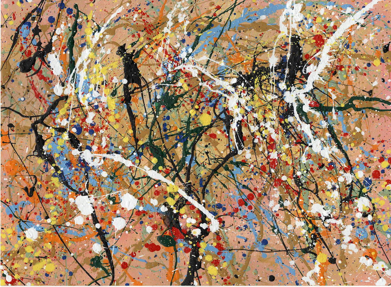 Jackson Pollock Abstract Painting on Paper: Jackson Pollock Abstract Painting on Paper -Approx Painting Size: 11 x 15 Inches. Painting is done in the modern, abstract expressionist style for which Pollock is known. It is being sold in the manne