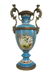 Blue Turquoise Porcelain Vase Lady Handle Bronze Mounts