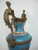 Blue Turquoise Porcelain Vase Lady Handle Bronze Mounts - 4