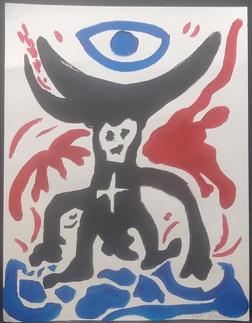 Figure After A R Penck Original Artwork: After A R Penck Original Artwork Drawing. Size: 11 3/4 x 16 1/2 In. Hand Painted. Excellent Condition