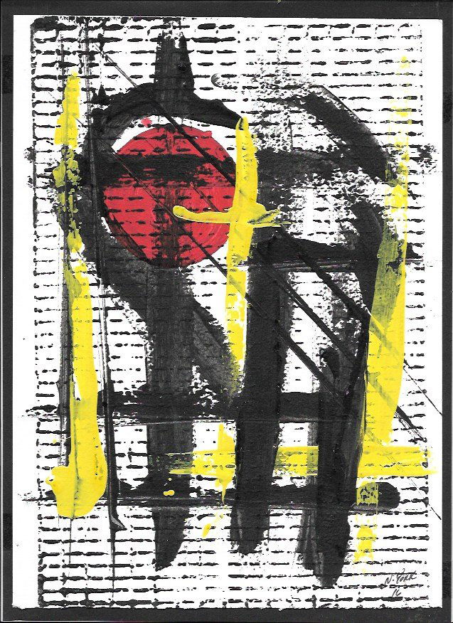 Modern Abstract Surrealist Non objective  Painting (1 of 2)