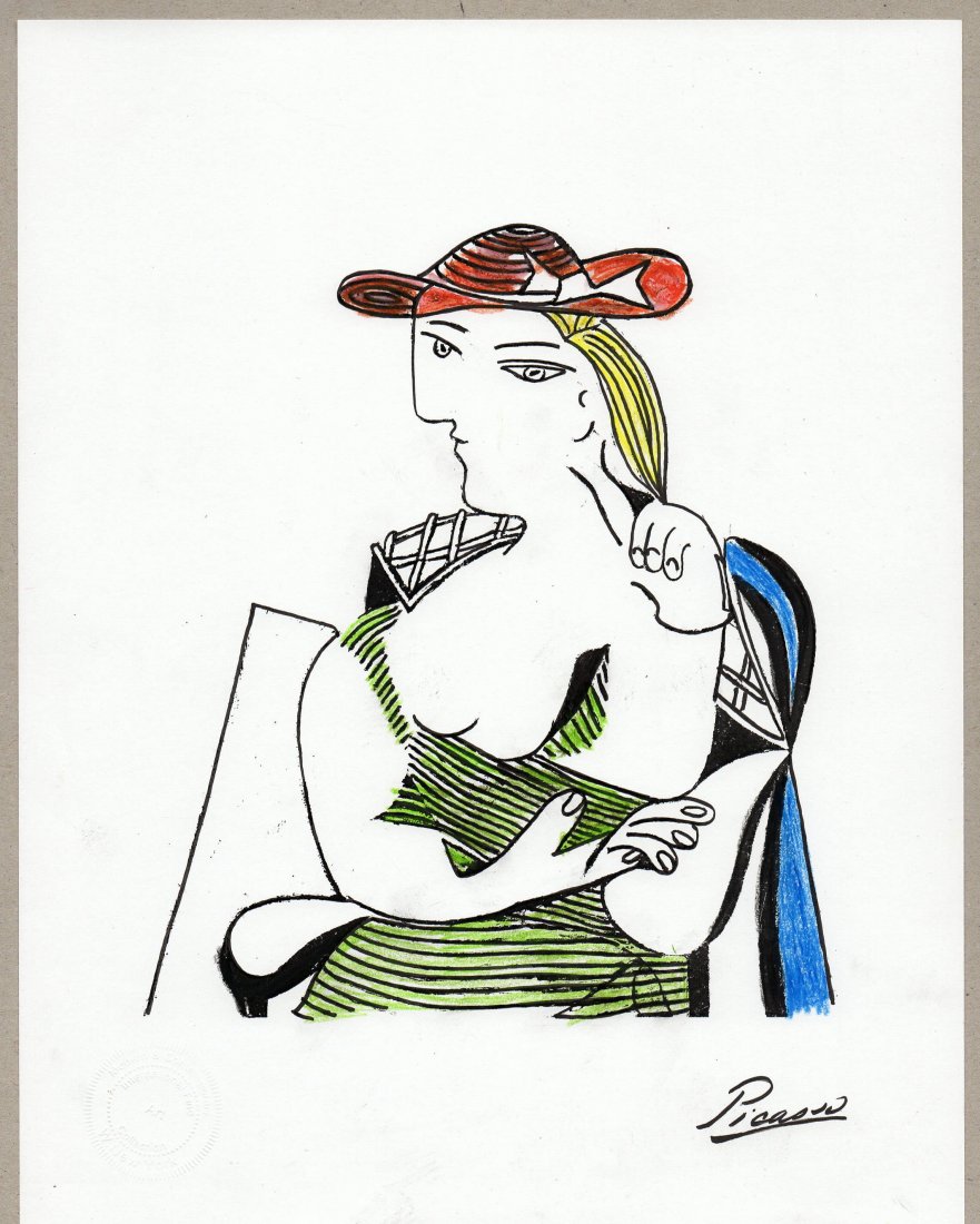 Signed Picasso Mixed Media on Paper Marie Therese (1 of 1)
