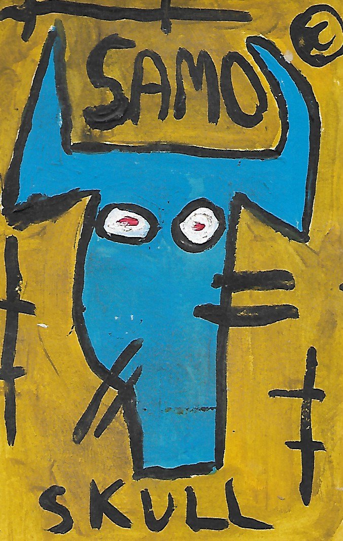 JMB Signed - SKULL - Small Painting Postcard. (1 of 2)