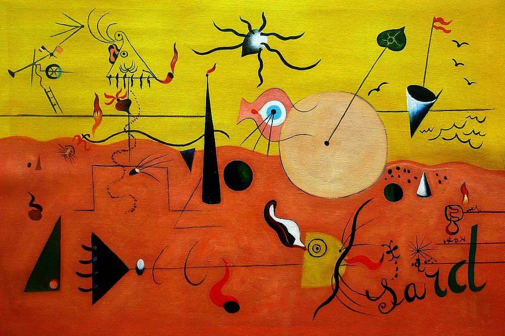 JOAN MIRO ABSTRACT EXPRESIONISM OIL PAINTING ON CANVAS (1 of 1)