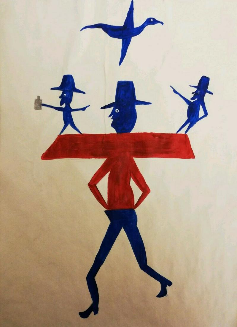 Bill Taylor Outsider Artist Painting on Paper: Bill Taylor Outsider Artist Painting on Paper. Size: 11 x 8 inches. Watercolor on paper.This work is being offered as-is, as in manner of or as after the artist. William -Bill- Traylor (April 1, 1853�