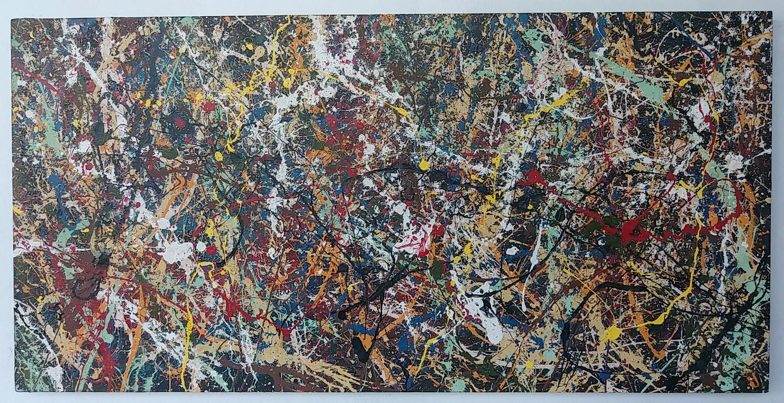 Jackson Pollock Untitled Abstract Painting: Jackson Pollock Untitled Abstract Painting on Canvas - Approx Painting Size:48 x 24 x 2 Inches.Stamped on Back: Painting is done in the modern, abstract expressionist style for which Pollock is known.