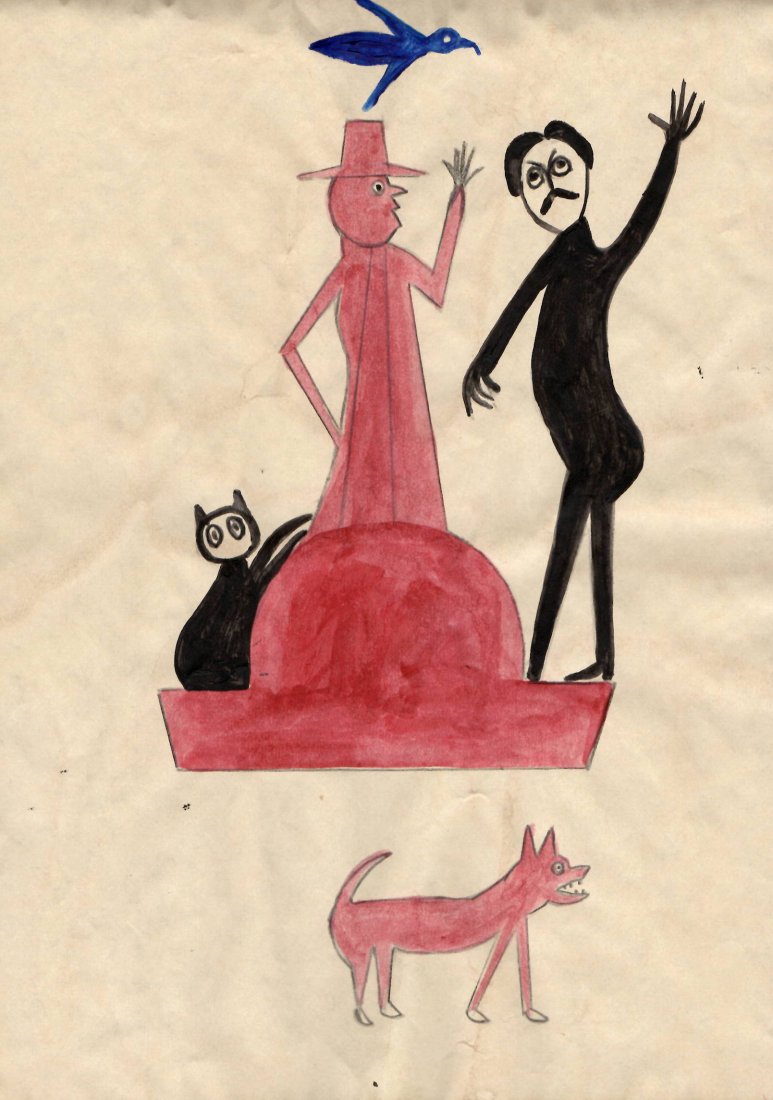 Bill Taylor Outsider Artist Painting on Paper: Bill Taylor Outsider Artist Painting on Paper. Size: 11 x 8 inches. Watercolor on paper.This work is being offered as-is, as in manner of or as after the artist. William -Bill- Traylor (April 1, 1853�