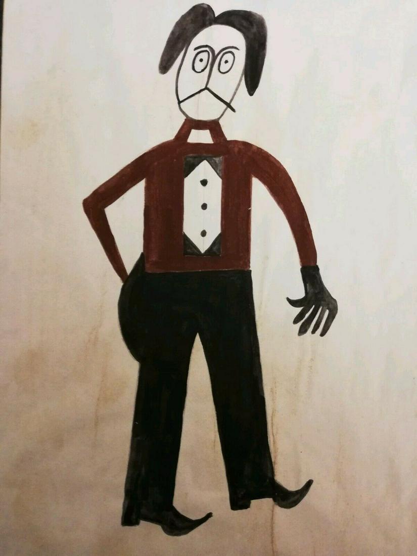 Bill Taylor Outsider Artist Painting on Paper: Bill Taylor Outsider Artist Painting on Paper. Size: 11 x 8 inches. Watercolor on paper.This work is being offered as-is, as in manner of or as after the artist. William -Bill- Traylor (April 1, 1853�