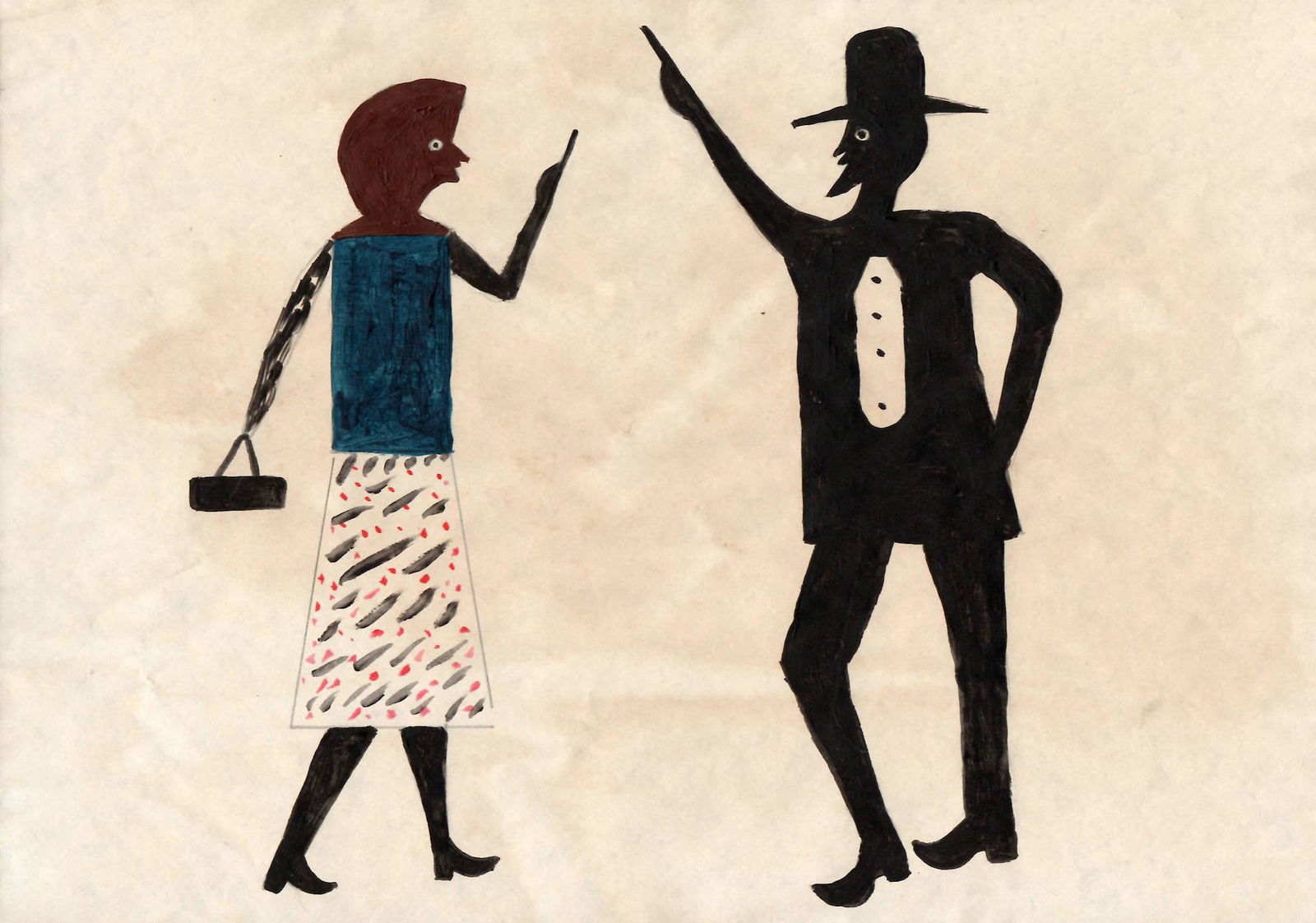 Bill Taylor Outsider Artist Painting on Paper: Bill Taylor Outsider Artist Painting on Paper. Size: 11 x 8 inches. Watercolor on paper.This work is being offered as-is, as in manner of or as after the artist. William -Bill- Traylor (April 1, 1853�