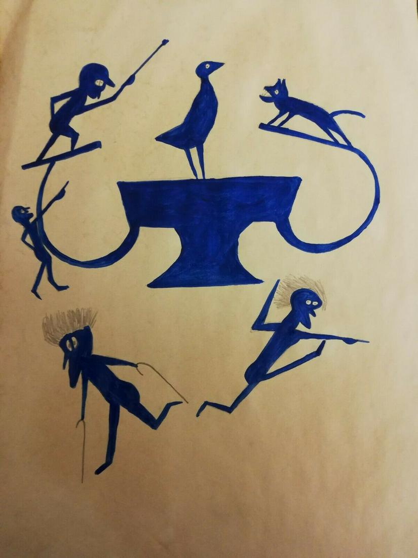 Bill Taylor Outsider Artist Painting on Paper: Bill Taylor Outsider Artist Painting on Paper. Size: 11 x 8 inches. Watercolor on paper.This work is being offered as-is, as in manner of or as after the artist. William -Bill- Traylor (April 1, 1853�