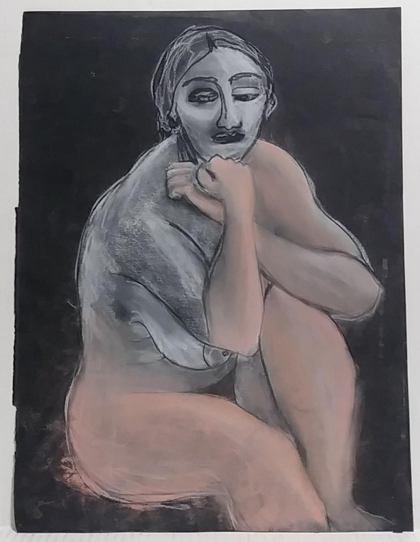 Cubism Picasso Blue Period Painting Portrait Female N: Cubism Picasso Blue Period Painting Portrait Female Nude Figure Sketch Studies on Pastel on paper Kraft. Sold in the manner of the Artist.Approx Size: 20 1/2 x 15 1/2 inches.good condition. See photos