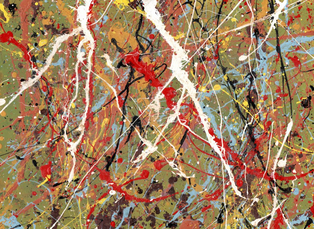 Jackson Pollock Abstract Painting on Paper -Approx Pain: Jackson Pollock Abstract Painting on Paper -Approx Painting Size: 15 x 11 Inches. Painting is done in the modern, abstract expressionist style for which Pollock is known. It is being sold in the manne