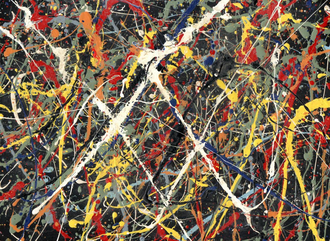 Jackson Pollock Abstract Painting on Paper.: Jackson Pollock Abstract Painting on Paper -Approx Painting Size: 15 x 11 Inches. Painting is done in the modern, abstract expressionist style for which Pollock is known. It is being sold in the manne