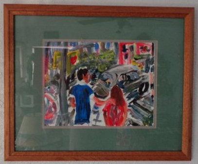 N York Impressionism Plain Air, Acrylic on Paper: N York Impressionism Plain Air, Acrylic on Paper, Window Size:13" x 9"3/4 - Frame size: 22"1/2 x 18" 1/2.Weight Approx:6.3 lbs. Wood frame. This piece of art is in excellent condition.