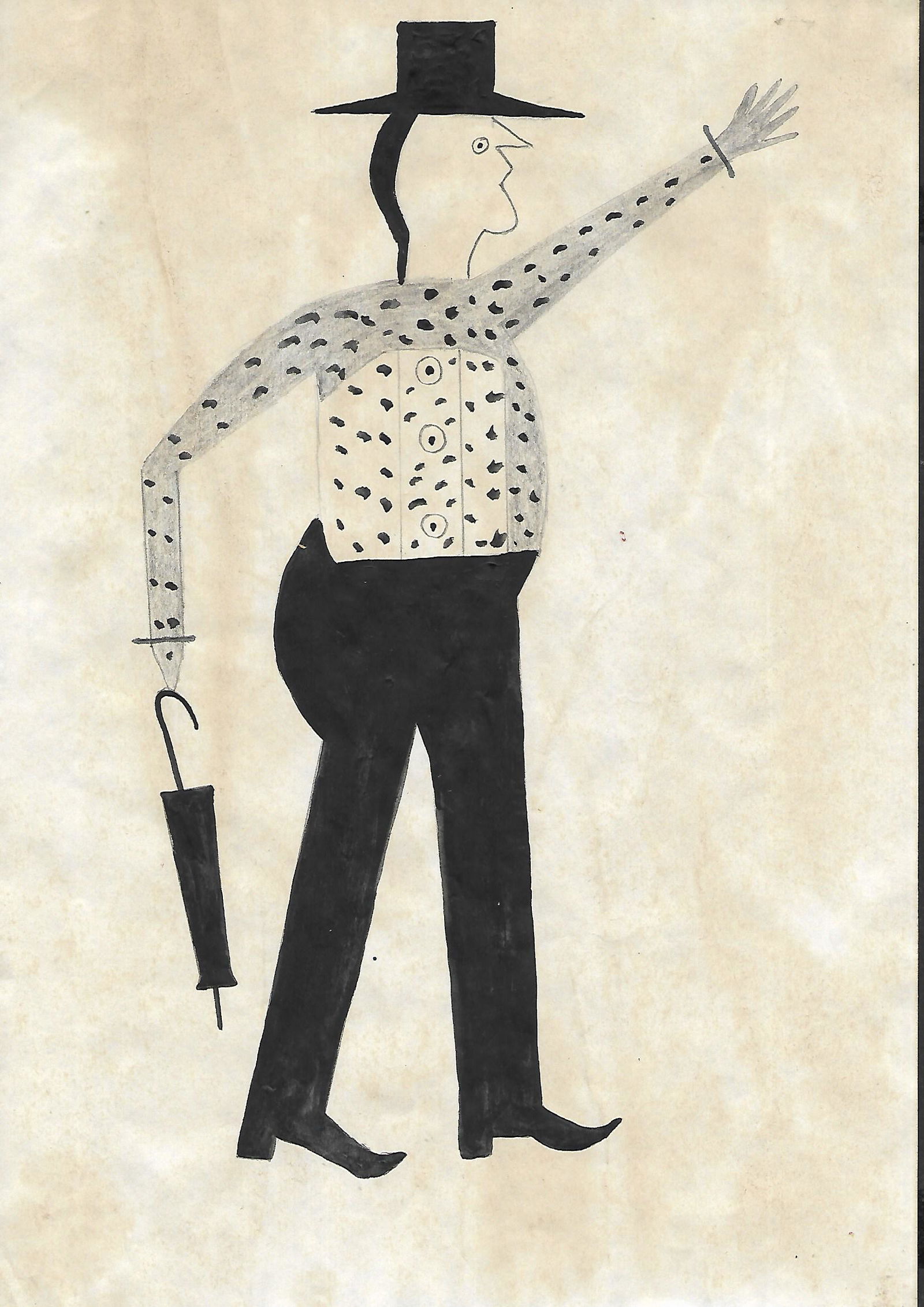 Bill Taylor After Outsider Artist Painting on Paper: Bill Taylor After Outsider Artist Painting on Paper. Size: 11 x 8 inches. Watercolor on paper.This work is being offered as-is, as in manner of or as after the artist. William -Bill- Traylor (April 1,