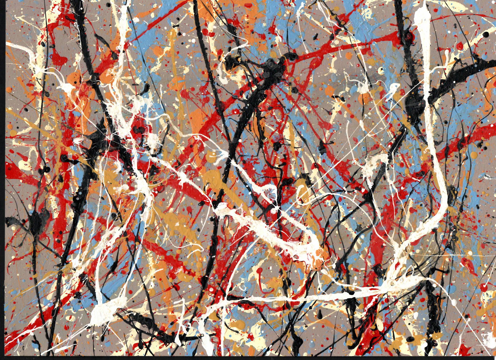 Jackson Pollock Abstract Painting on Paper: Jackson Pollock Abstract Painting on Paper -Approx Painting Size: 12 x 9 Inches. Painting is done in the modern, abstract expressionist style for which Pollock is known. It is being sold in the manner