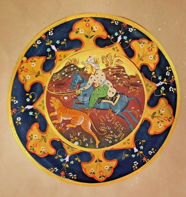 For Auction Persian Animal Hunting Indo Persian Border Painting