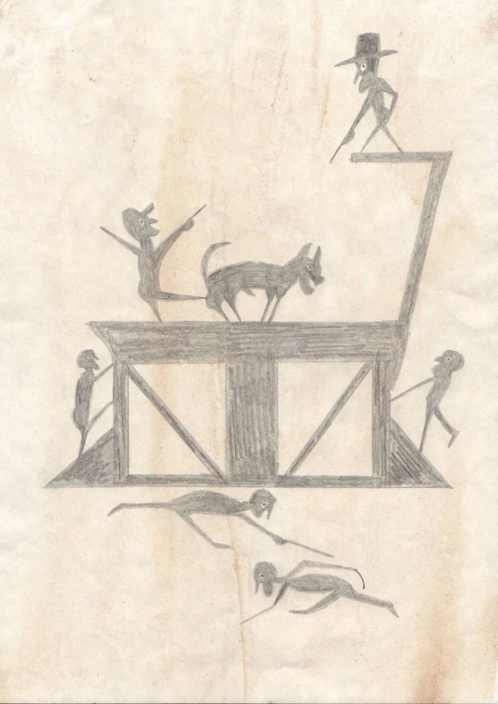 Bill Taylor Outsider Artist Painting on Paper: Bill Taylor Outsider Artist Painting on Paper. Size: 11 x 8 inches.This work is being offered as-is, as in manner of or as after the artist. William -Bill- Traylor (April 1, 1853Â– October 23, 1949