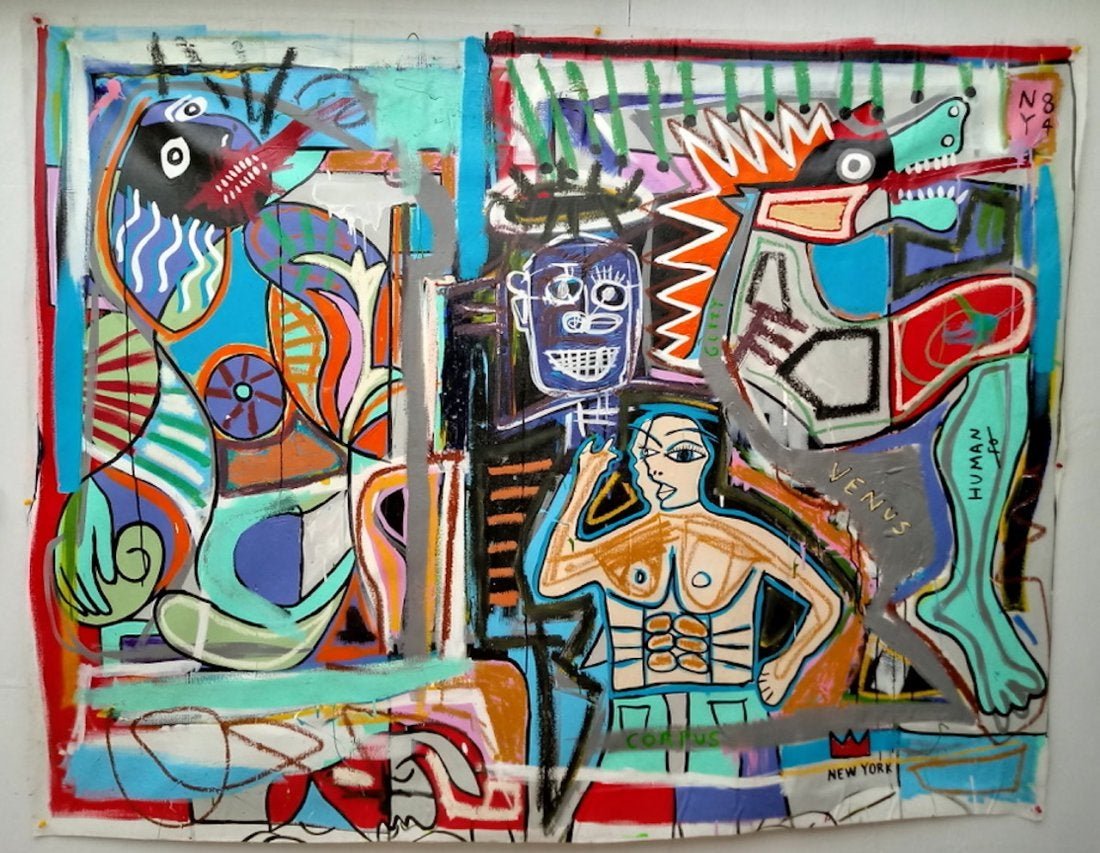 XX Large Jean Michel-Basquiat N York Art Painting Venus: X Large Jean Michel-Basquiat N York Art Painting Venus . Approx Canvas Measurements: 74 x 54 inches.Mixed Media Hand Painting on Canvas painting. Great Collector Piece. New York SAMO Large Painting. i