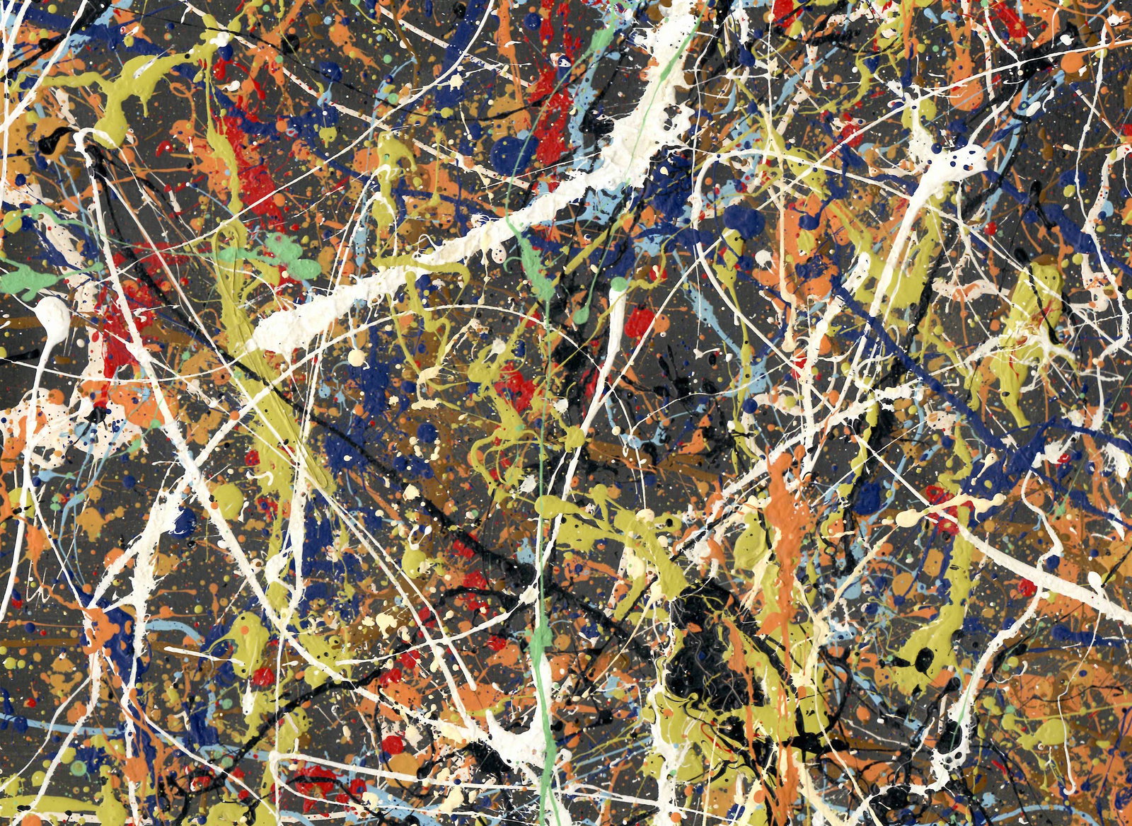 Jackson Pollock Abstract Painting: Jackson Pollock Abstract Painting on Paper -Approx Painting Size: 15 x 11 Inches. Painting is done in the modern, abstract expressionist style for which Pollock is known. It is being sold in the manne