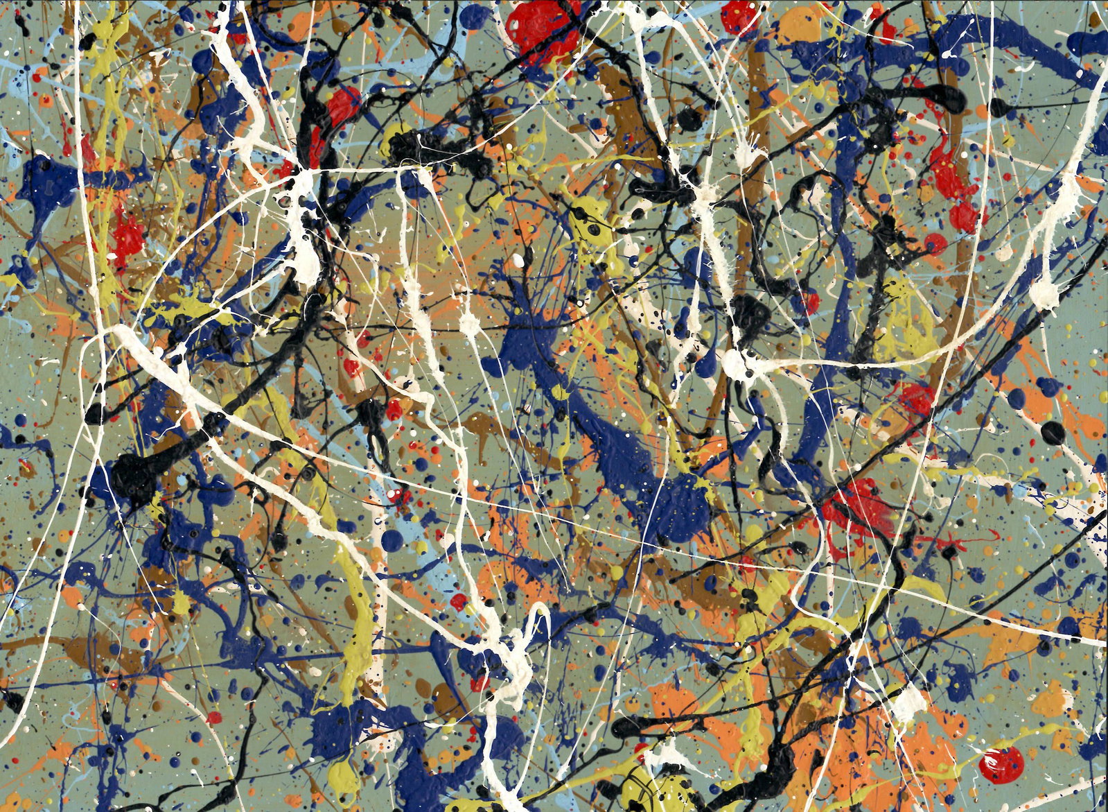 Jackson Pollock Abstract Painting: Jackson Pollock Abstract Painting on Paper -Approx Painting Size: 15 x 11 Inches. Painting is done in the modern, abstract expressionist style for which Pollock is known. It is being sold in the manne