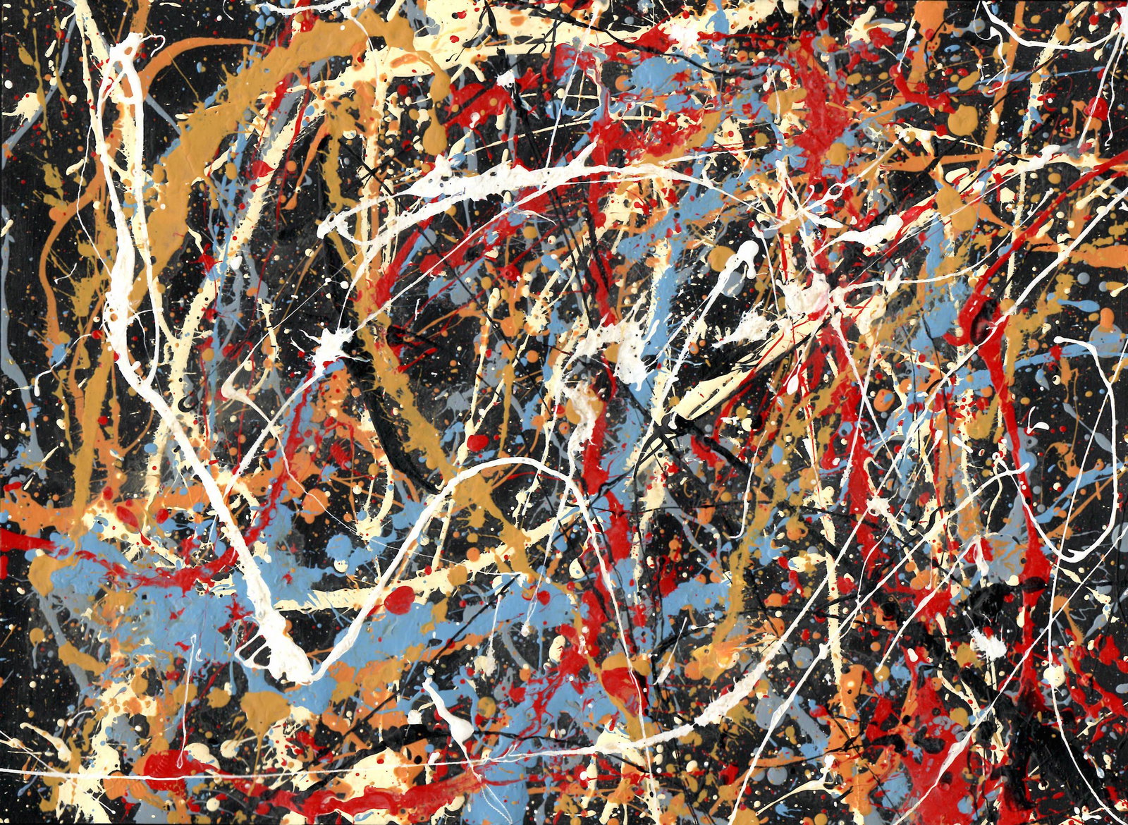 Jackson Pollock Abstract Painting on Paper: Jackson Pollock Abstract Painting on Paper -Approx Painting Size: 12 x 9 Inches. Painting is done in the modern, abstract expressionist style for which Pollock is known. It is being sold in the manner