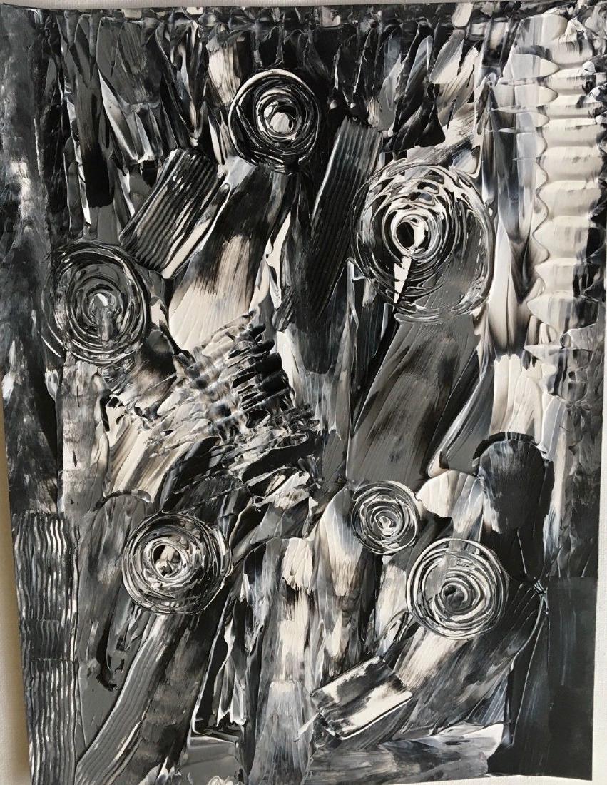 Original Black & White Abstract Texture Painting Signed: Original Black & White Abstract Texture Painting Signed on Back. Size: 9 x 12 In. 100% Hand Painted. Very Rare technique.100% Hand Painting