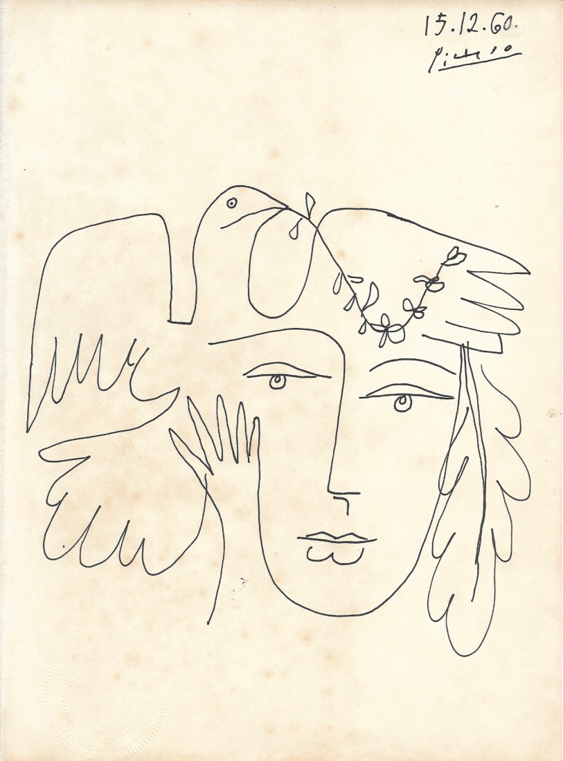 Picasso Drawing Signed.Old Mixed Media on Paper Figure: Picasso Drawing Signed.Old Mixed Media on Paper. Figure. Approximate Size: 7 1/4 X 9 3/4 Inches: Due to age, the paper may have stains, torn corners, It may also have wrinkles. Good vintage condition.