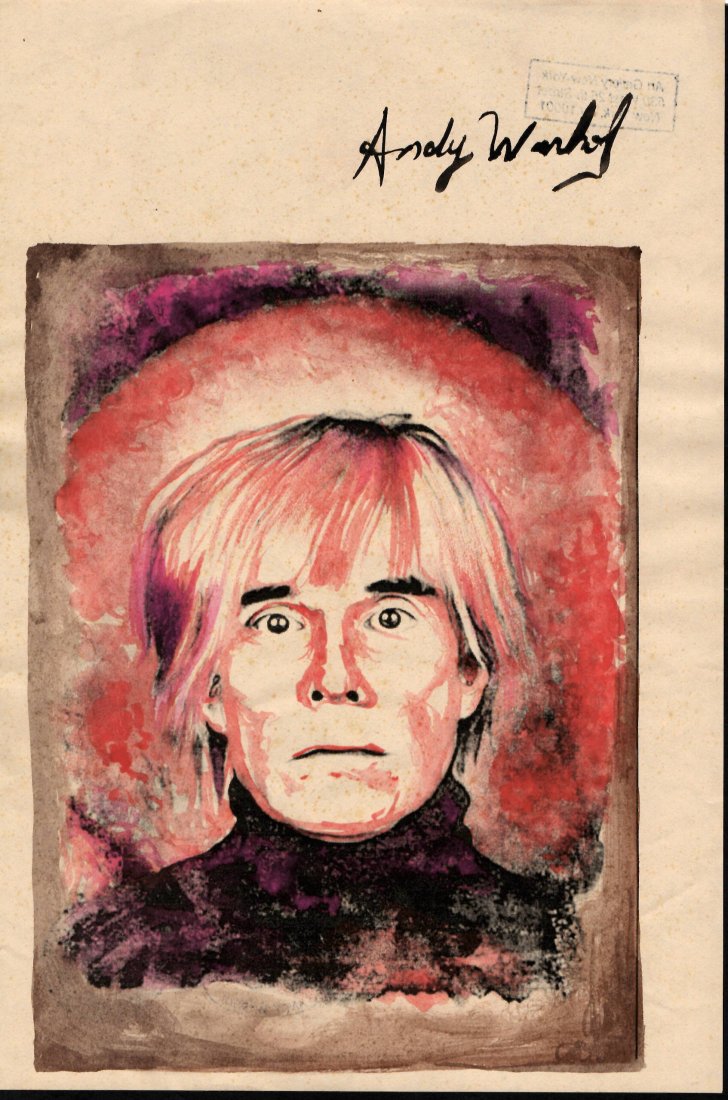 Signed Andy Warhol Mixed Media on Paper. On verso: Signed Andy Warhol Mixed Media on Paper. On verso, also stamp inscribed Authorized by the Andy Warhol . Approx Size: 12 1/2 x 8 1/2 inches. Provenance: This item has limited provenance from an Upper N